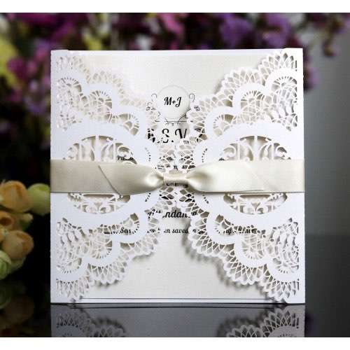 White Invtation Card Laser Cut Paper Wedding Invitations Wholesale